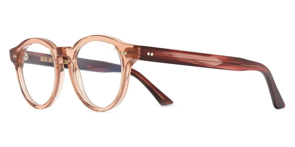 Cutler and Gross 1378 13 Crystal Peach and Striped Brown Havana with Blue Control