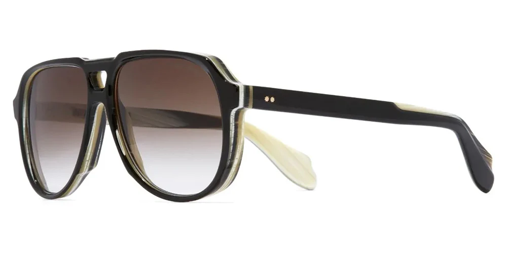 Cutler and Gross Sun 9782 02 Black on Horn - As Seen On Thom Yorke of Radiohead