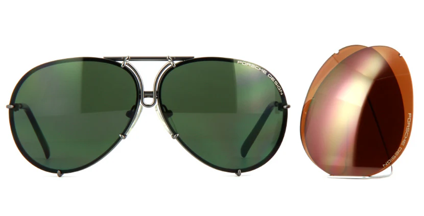 Porsche Design 8478 C Gun Frame - Dk Green + Amber Lenses - As Seen on Khloe Kardashian & Usher - Image 2