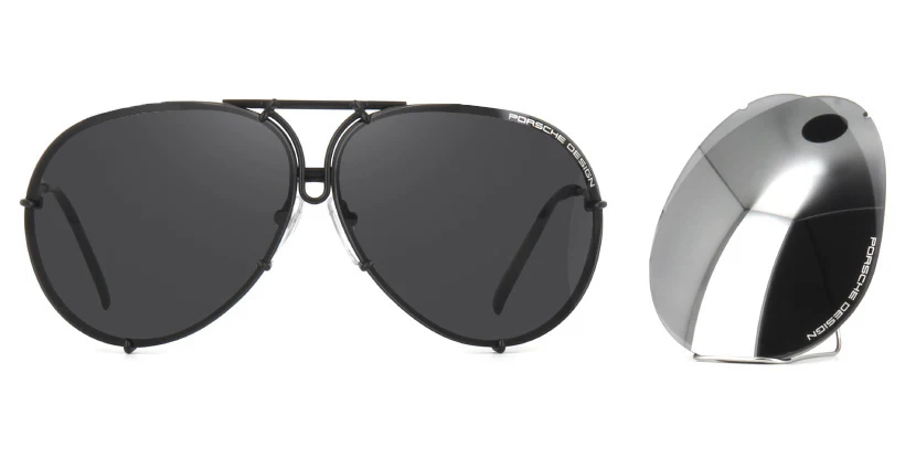 Porsche Design 8478 D Black Frame - Grey & Silver Lenses - As Seen On Kim Kardashian - Image 2