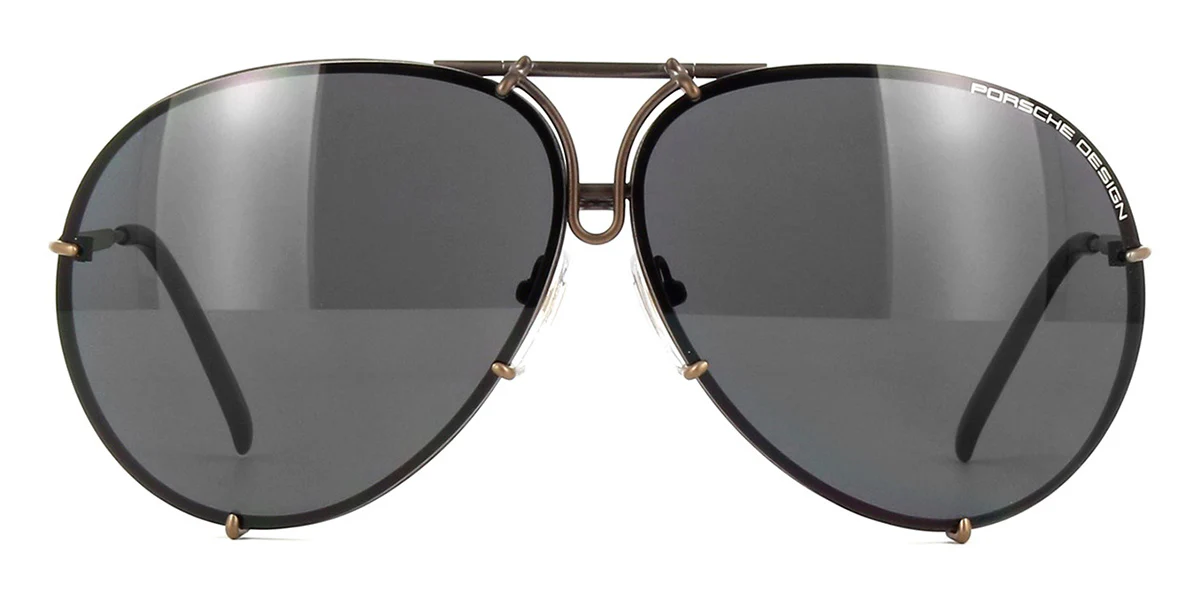 Porsche Design 8478 E Brown Frame - Gold Mirror + Grey Lenses - As Seen On Khloe Kardashian & Blake Lively - Image 3