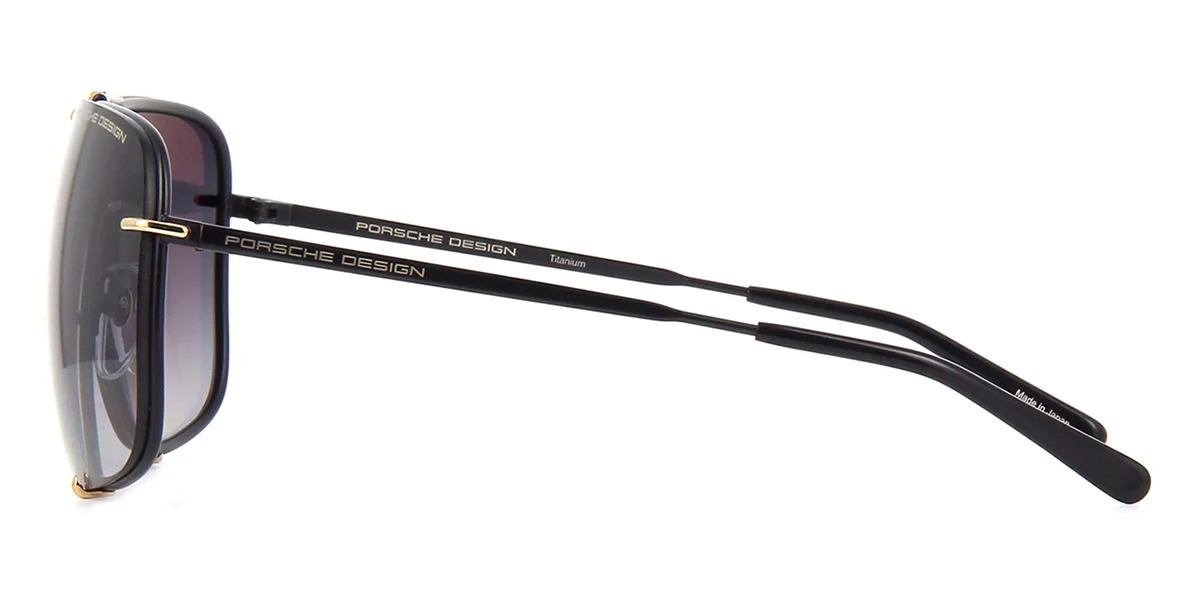 Porsche Design 8928 D Black & Gold Frame Interchangeable Grey Gradient Lenses - Image 5