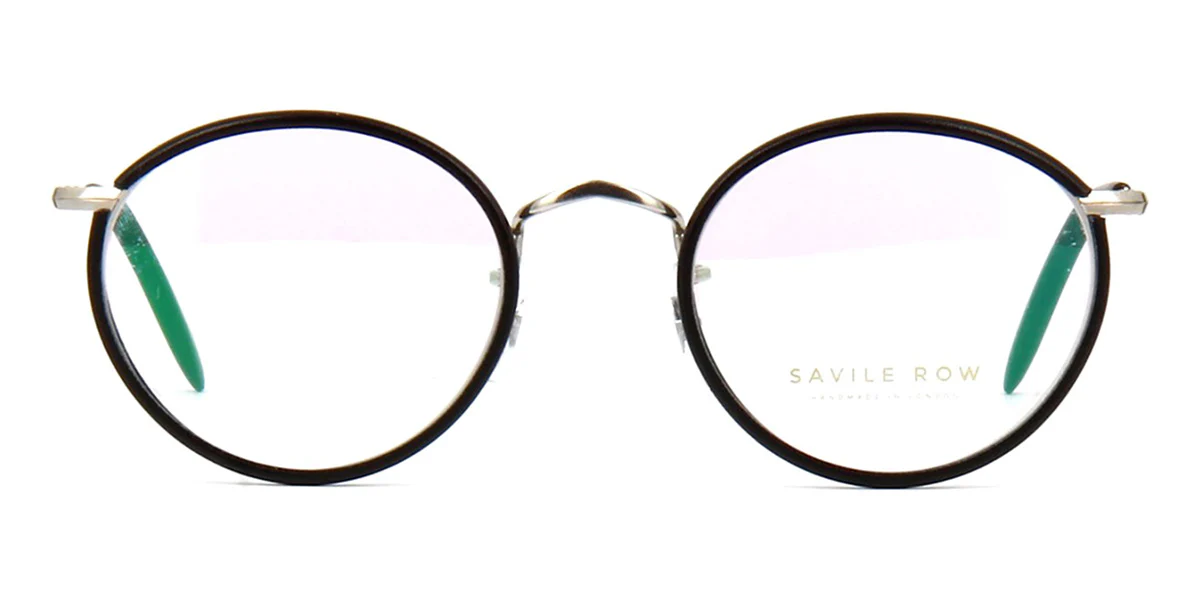 Savile Row 18kt Shallow Panto Rhodium and Black Leather - As Seen On Jimin - Image 2